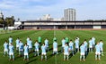 【日本代表PHOTO】5月29日のA代表公式練習前に「サッカー日本代表100周年アニバーサリーユニホーム」を着用して写真撮影が行われた。｜©JFA
